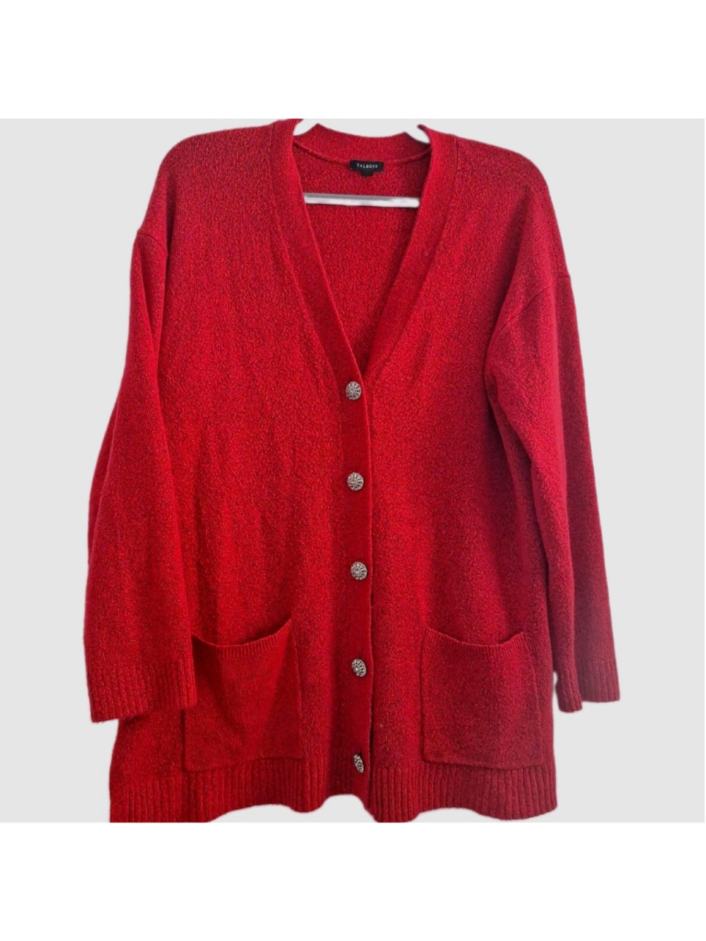 Talbots Red Cardigan Sweater Womens Size XL Talbot Holiday Christmas